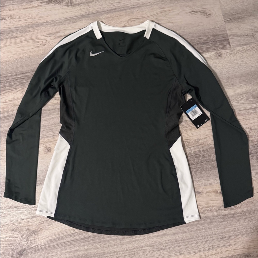 Nike Women's Long-Sleeve Black Top with White Panels